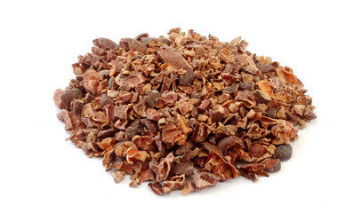 cacao nibs isolated on white background