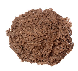 cacao nibs powder on white background
