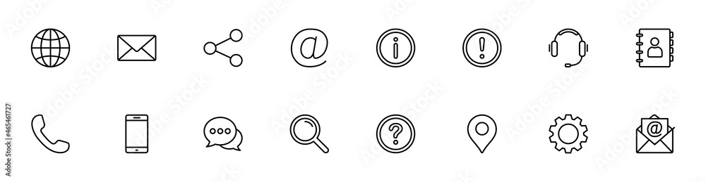 Poster contact us icon set. web icon set. website set icon vector. for computer and mobile