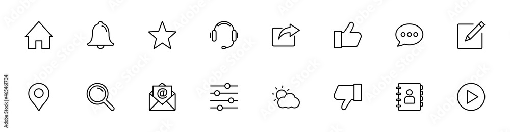 Poster contact us icon set. web icon set. website set icon vector. for computer and mobile