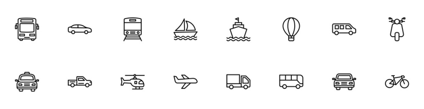 Transportation icon set vector	