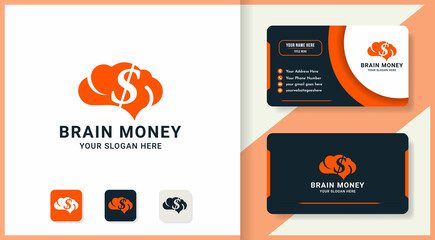 Fototapeta na wymiar brain money logo and business card design