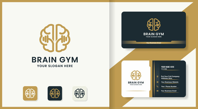 brain health gym logo design and business card - Powered by Adobe