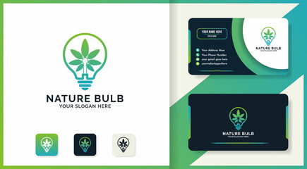 natural bulb logo design and business card