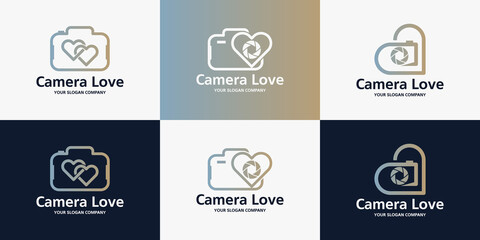 camera love logo design, inspiration design for photographer, beauty shooting and wedding