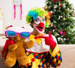 Funny clown in Christmas celebration concept