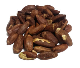 Canarium ovatum, pili nuts on white background
