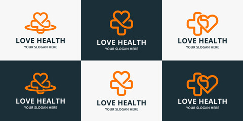 cross love logo design, inspiration logo for health, hospital, self health or wellness
