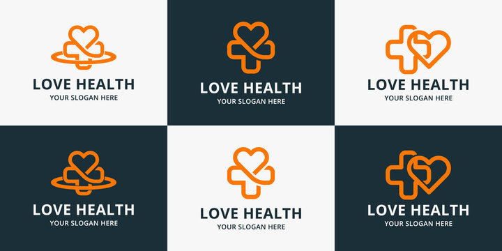 cross love logo design, inspiration logo for health, hospital, self health or wellness