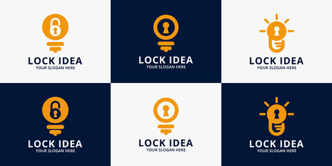 set of lock bulb logo inspiration