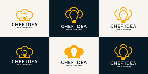 light bulb chef hat inspiration logo for good idea and food logo