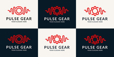music pulse gear inspiration logo for entertainment, wellness, therapy and repairing
