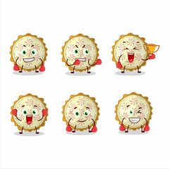 A sporty lemon meringue pie boxing athlete cartoon mascot design
