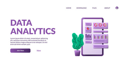 stats big Data analytics dashboard and business finance report investment or website SEO concept with 3d cute mobile phone smartphone