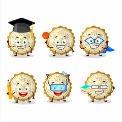 School student of lemon meringue pie cartoon character with various expressions