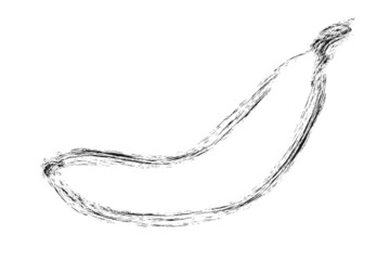 Vector illustration of a banana. Banana sketch. Banana fruit in graphic style.Isolated element on white background.