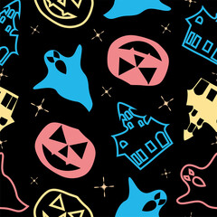 Halloween seamless pattern background design with pumpkin,