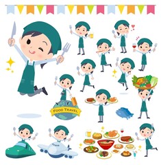 食のイベントに関するスーパーマーケット店員女性のセット