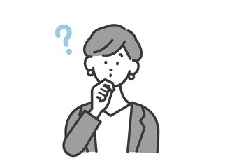 考え事をする女性社員 イメージイラスト 素材
