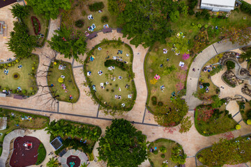Top down view of graden park in Hong Kong