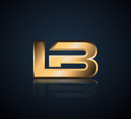 Initial 2 letter Logo Modern Simple Gold in Dark Background with Reflection LB