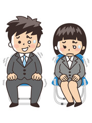 面接で緊張する就活生　フレッシュマン