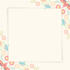 Pastel folk art design element frame vector