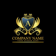 Vintage and luxury logo template Premium Vector,Royalty