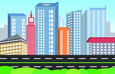 metropolitan city building vector, skyscrapers consist of offices, apartments, highways, business areas. best for your wallpaper and background