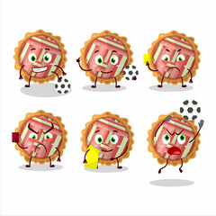 Rhubarb pie cartoon character working as a Football referee