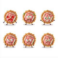 Rhubarb pie cartoon character with nope expression