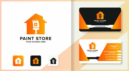 shapes paintbrush house logo design and business card