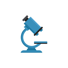 Microscopio de laboratorio. Concepto de ciencia, investigación. Ilustración vectorial, estilo azul
