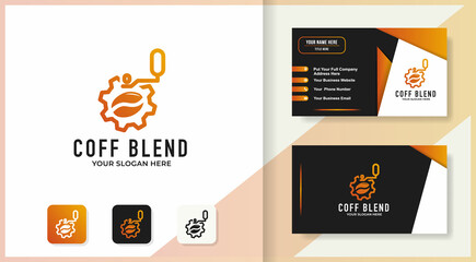 Fototapeta na wymiar gear coffee logo and business card design