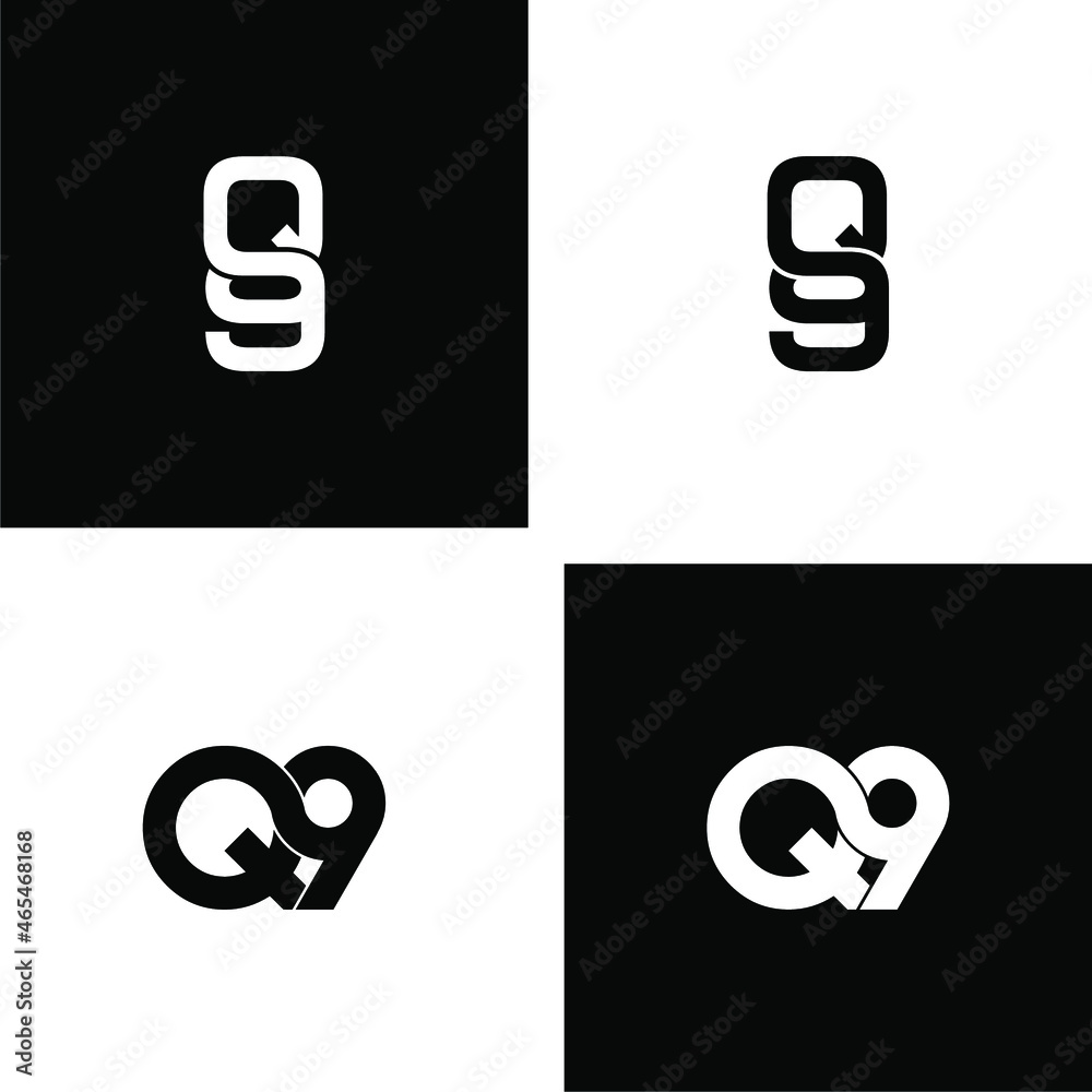 Wall mural q9 initial letter monogram logo design set