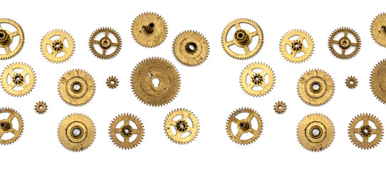 Vintage cogs gears wheels banner styled on white background