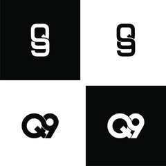 q9 initial letter monogram logo design set