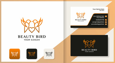 Naklejka premium birds love logo collection and business card design