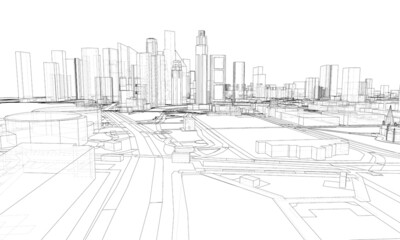 City view. Buildings and streets. Vector - obrazy, fototapety, plakaty