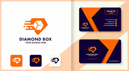 diamond negative box logo design and business card
