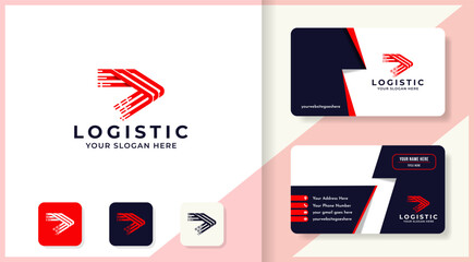 simple digital line logistic logo and business card design