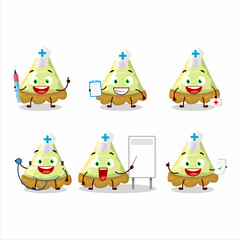 Doctor profession emoticon with slice of key lime pie cartoon character