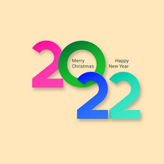 Happy New Year Greeting Card Design. Winter Holiday Illustration with Color 2022 Numbers on Yellow Backdrop. Chinese Year of Rat Poster, Sale Banner, Flyer Template
