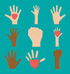 hands and hearts set