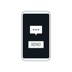 Send message bubble on phone simple style black and white.