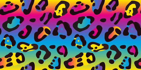 Rainbow leopard seamless pattern. Colorful neon vector background. Gradient wallpaper. © Tatiana Sidenko