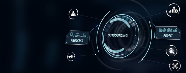 Business, Technology, Internet and network concept. Outsourcing human resources.   3d illustration