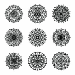 Collections Circular pattern in the form of a mandala for Henna, Mehndi, tattoos, decorations. Decorative decoration in ethnic oriental style. Coloring book page.