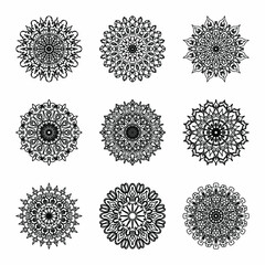 Collections Circular pattern in the form of a mandala for Henna, Mehndi, tattoos, decorations. Decorative decoration in ethnic oriental style. Coloring book page.