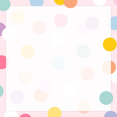 Pastel polka dot frame vector in cute pastel pattern